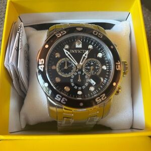 Invicta Silver and Black Chronograph Watch